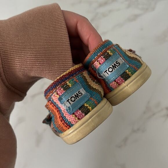 Toms Kids Multicolor Striped Slip On EUC - Picture 4 of 5
